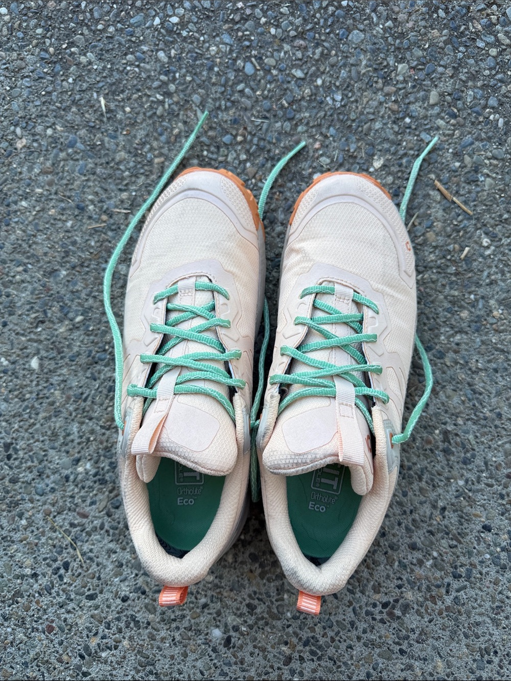 Women's Pale Pink Trail Sneakers with Mint Laces